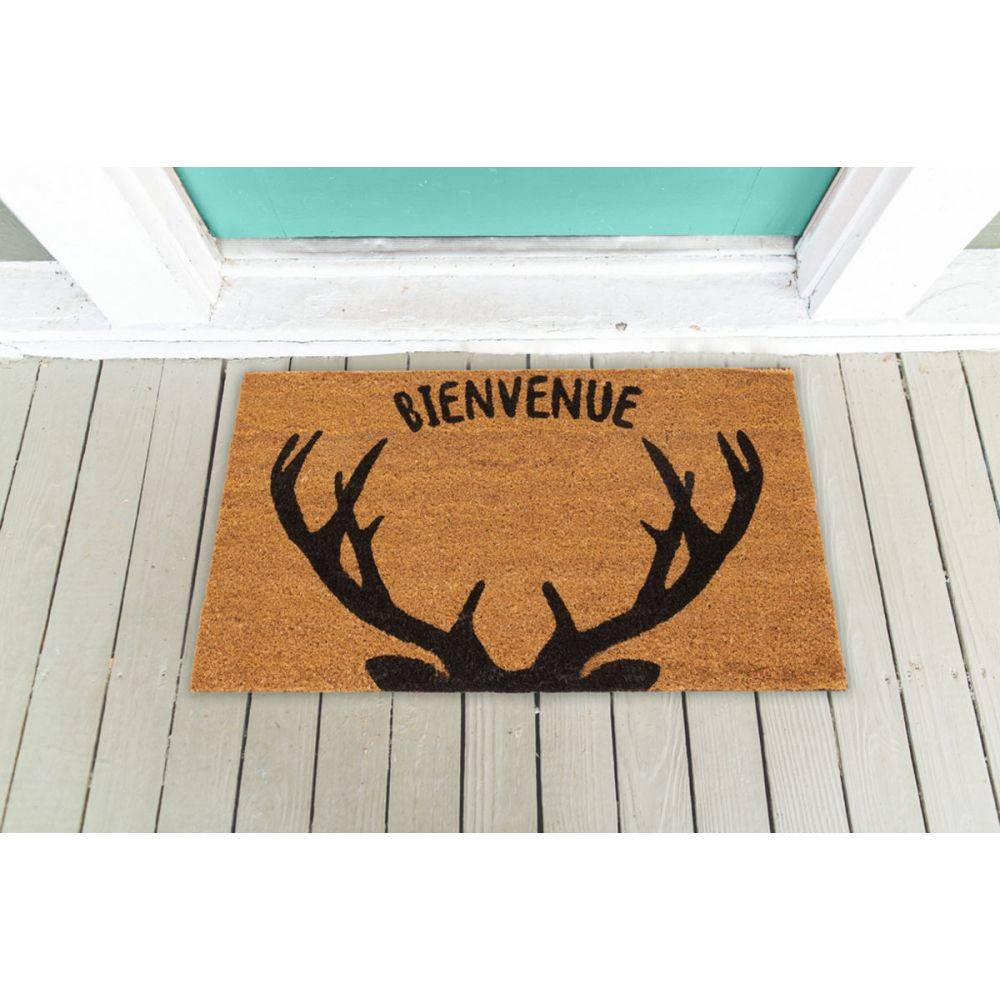 Aubry Gaspard - Paillasson coco intérieur extérieur 75 x 45 cm Bois de cerfs bienvenue - Imagen 2