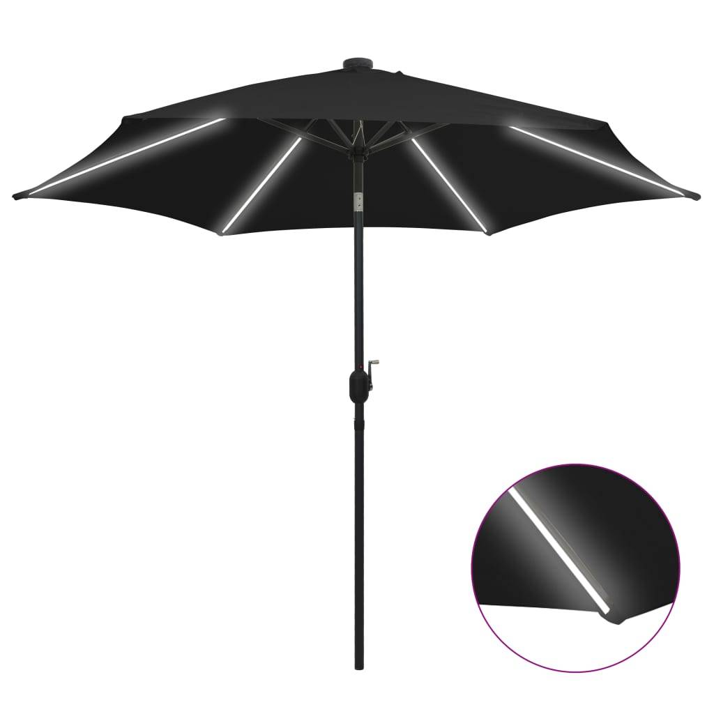 Helloshop26 - Parasol avec led et mât en aluminium 300 cm noir - Imagen 1