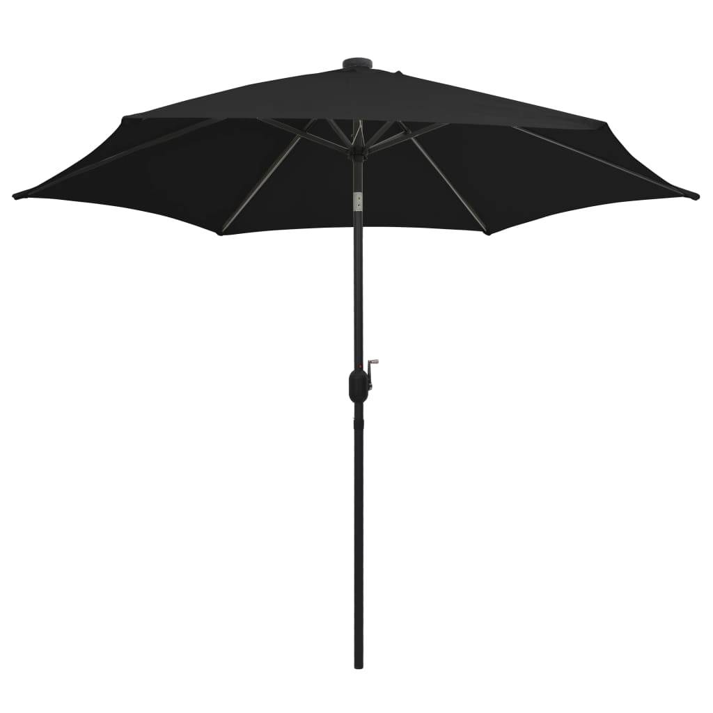 Helloshop26 - Parasol avec led et mât en aluminium 300 cm noir - Imagen 2
