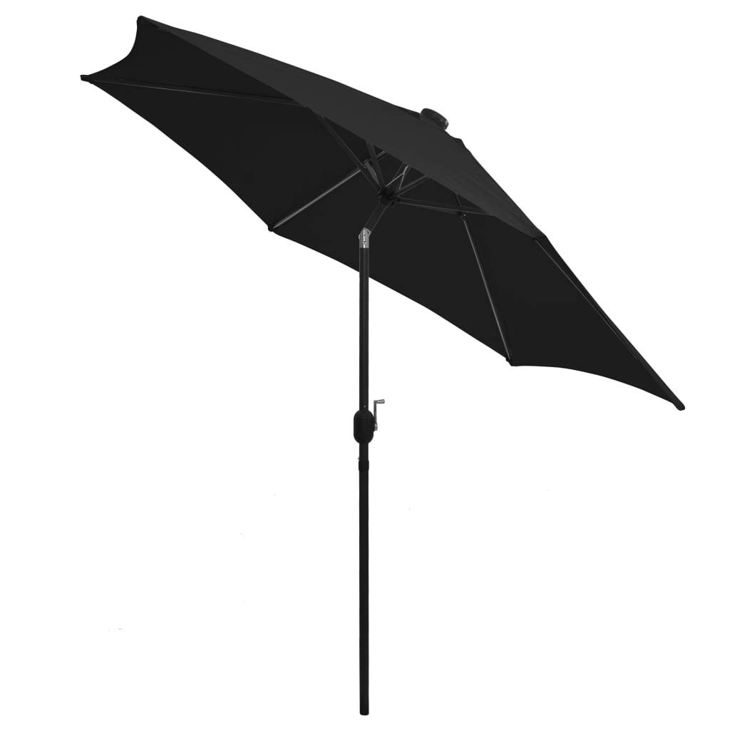 Helloshop26 - Parasol avec led et mât en aluminium 300 cm noir - Imagen 3