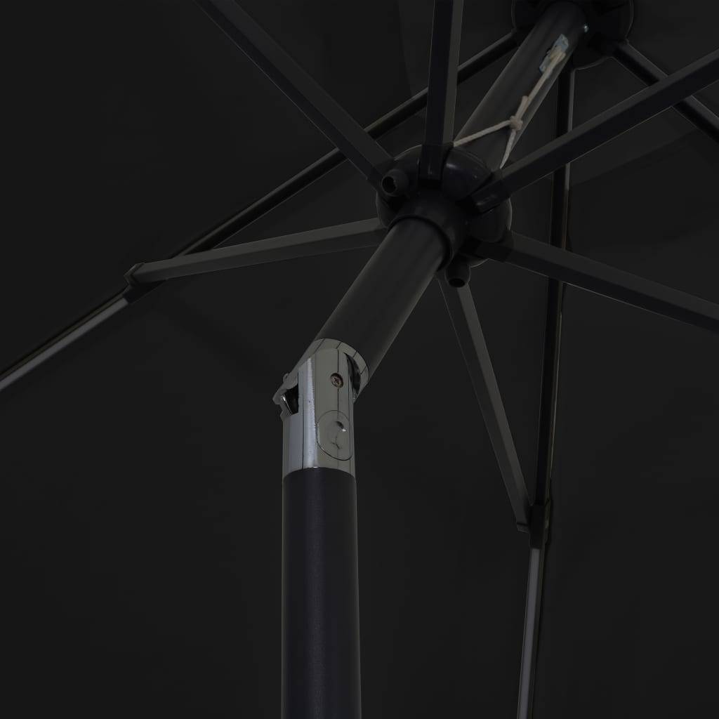 Helloshop26 - Parasol avec led et mât en aluminium 300 cm noir - Imagen 5