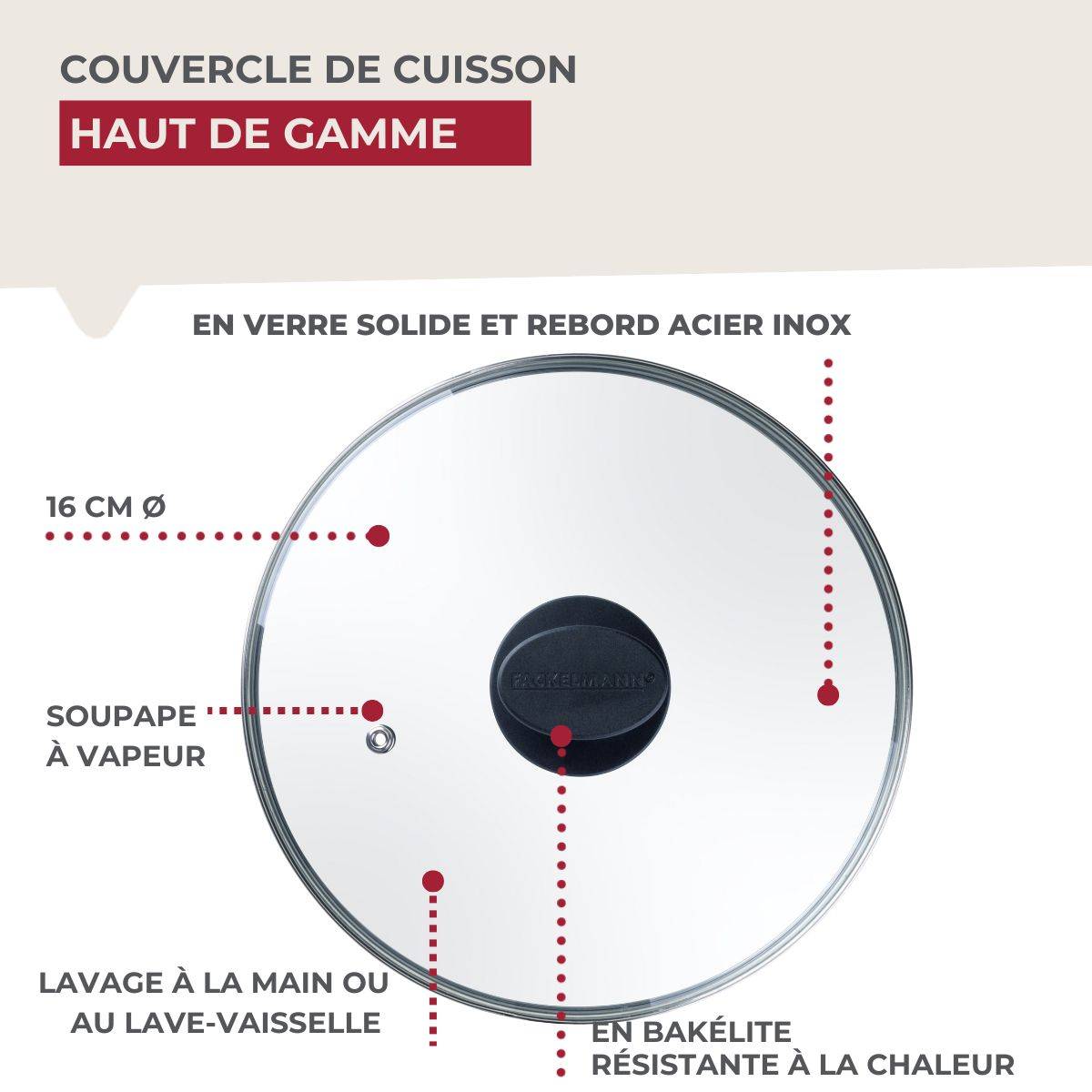 Couvercle de cuisson en verre 32 cm Fackelmann - Image 6