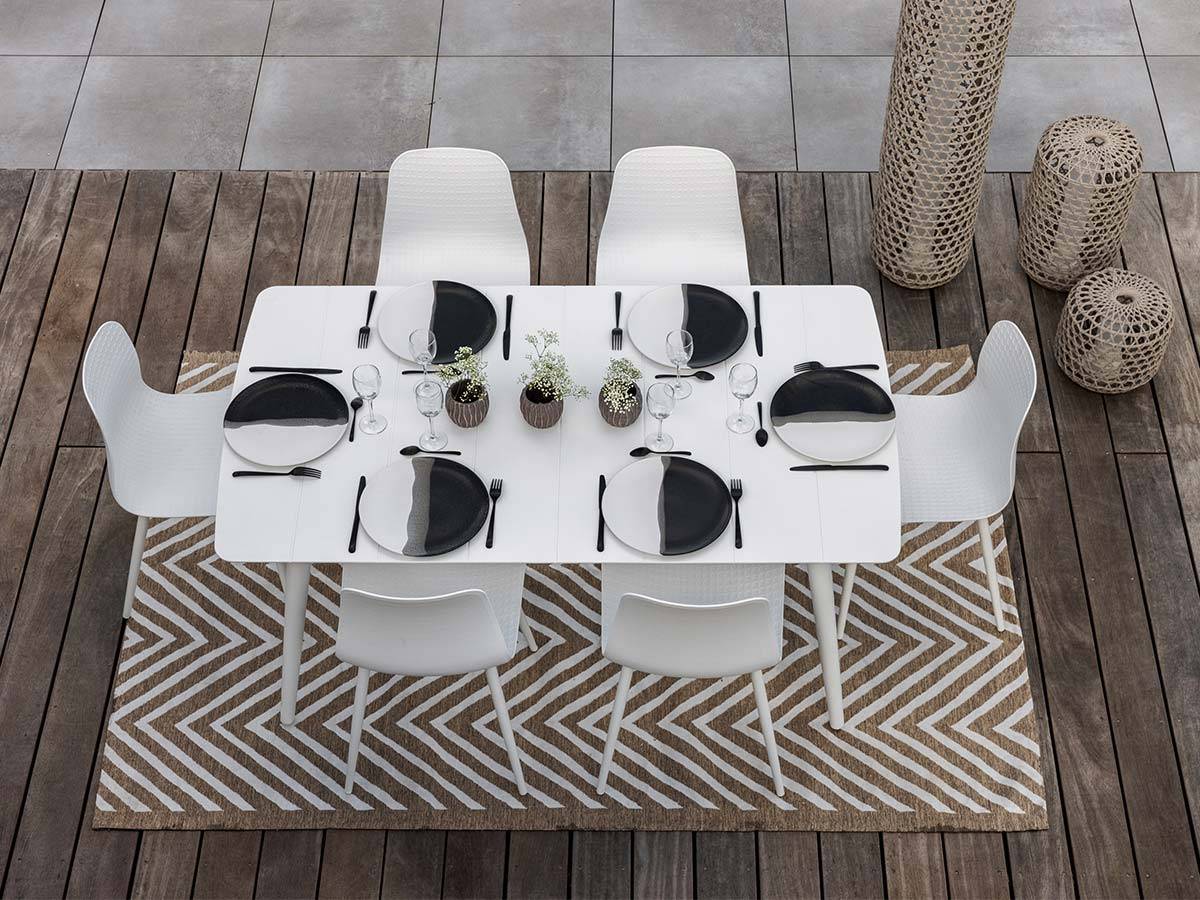 Lots de 4 Chaises de jardin en aluminium et résine blanc Corfou - Jardiline - Imagen 7