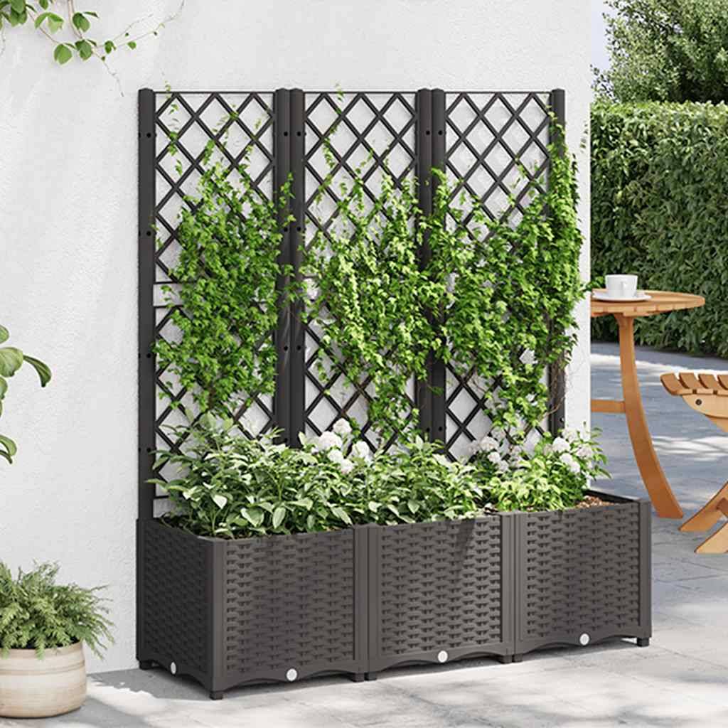 Vidaxl - Jardinière de jardin avec treillis Noir 120 x 40 x 136 cm PP vidaXL 318273 - Image 1