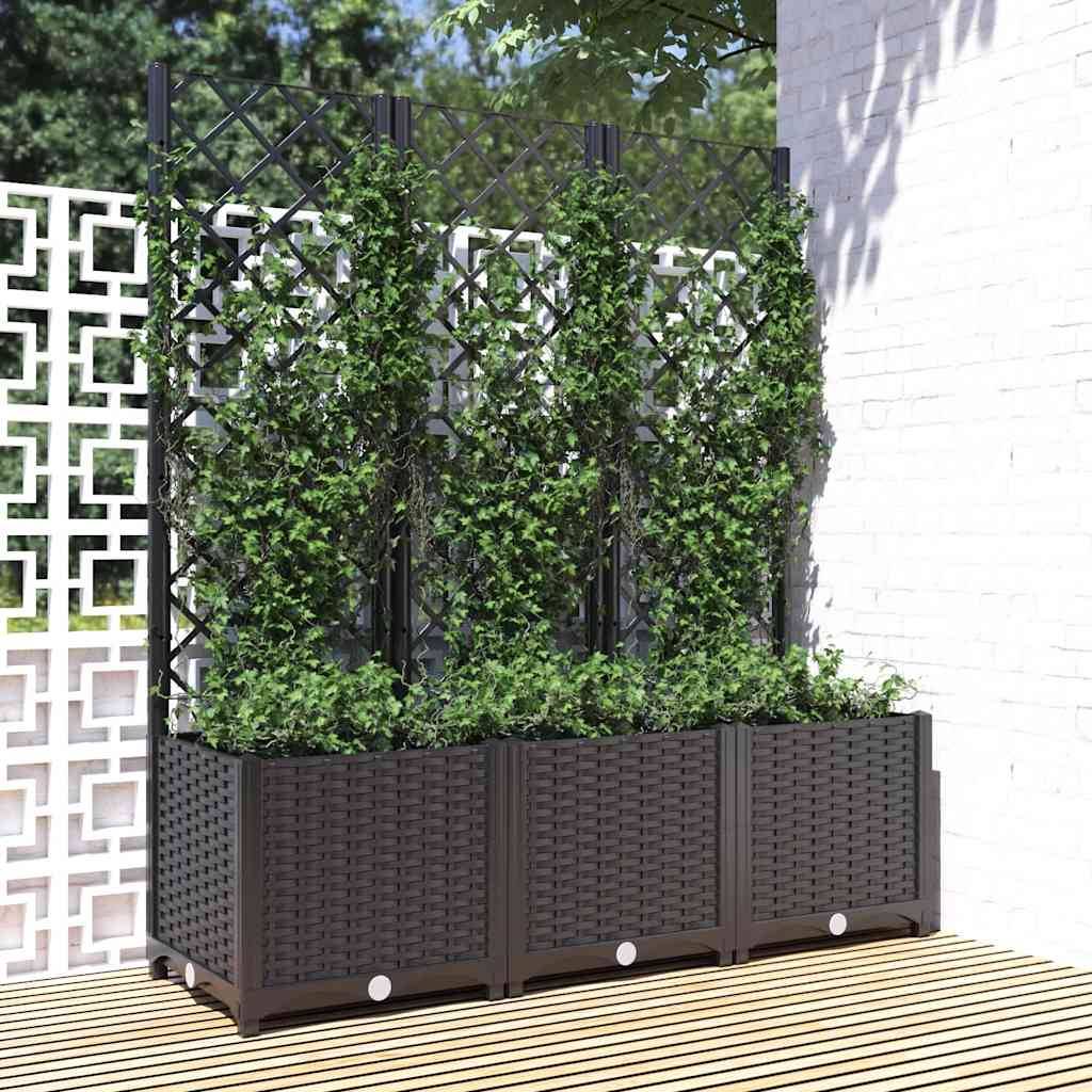 Vidaxl - Jardinière de jardin avec treillis Noir 120 x 40 x 136 cm PP vidaXL 318273 - Image 8