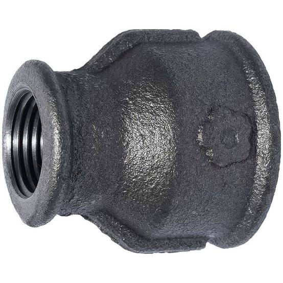 Manchon Réduit Fonte Malléable Noir | F/F EN 10242 pour Tuyauterie - Ø A: 1/2'' | Ø B: 3/8'' - Image 1