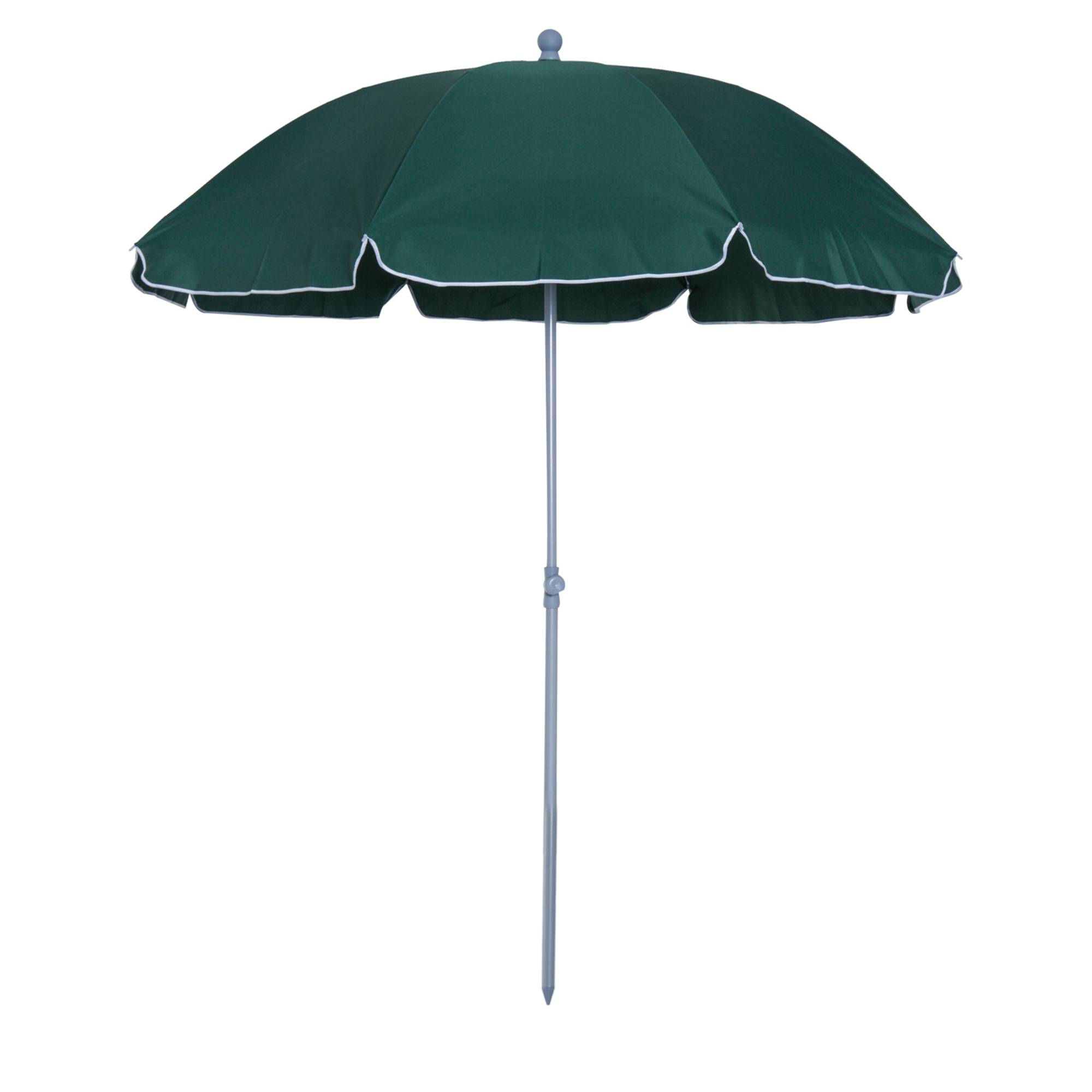Parasol de plage de 202 cm de diamètre avec toit inclinable, mât détachable et piquet de fond pour jardin. - Image 2