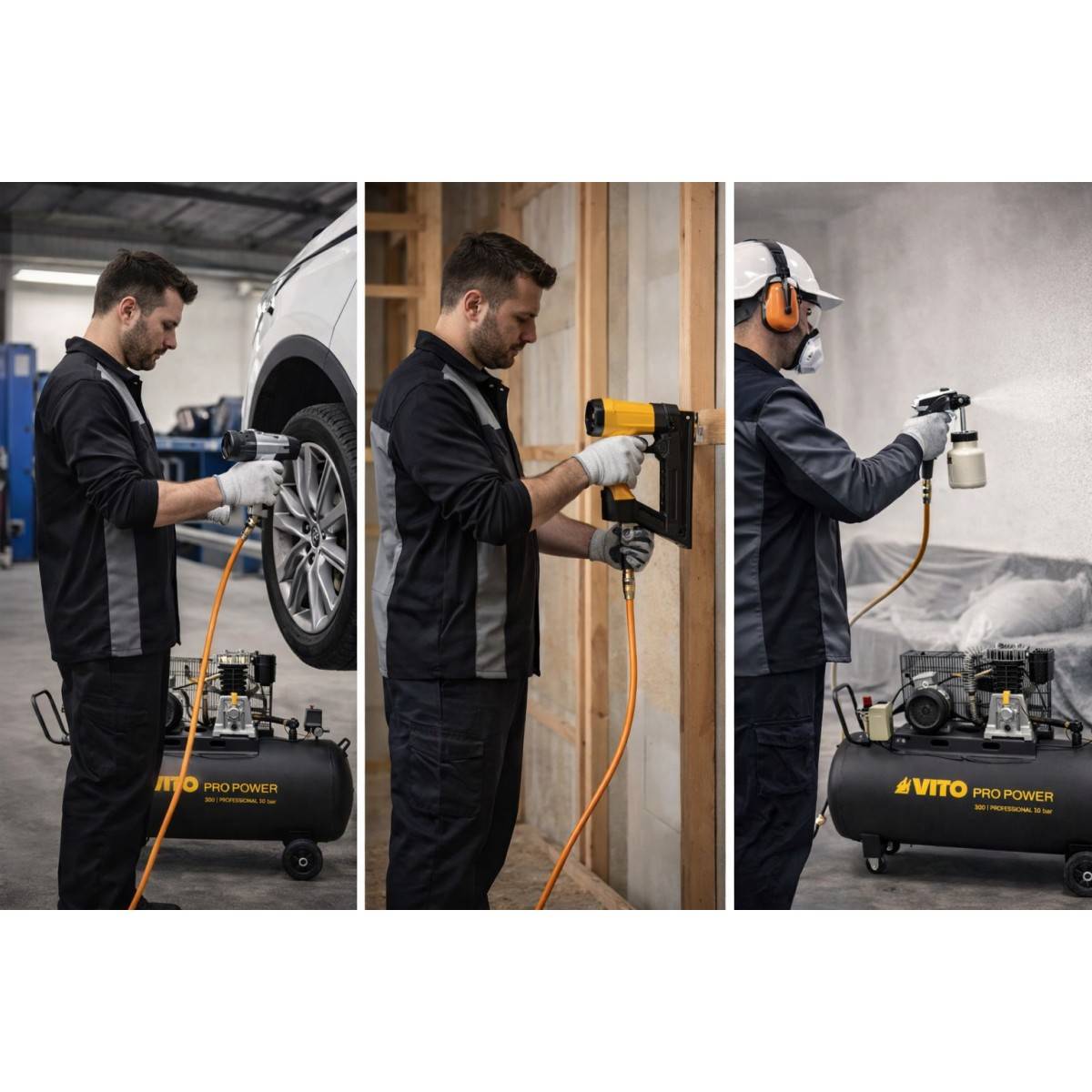 Compresseur d'air à Courroie 300L 10 Bar 4000W 5.5CV 380V 500L/min. VITO - Imagen 5