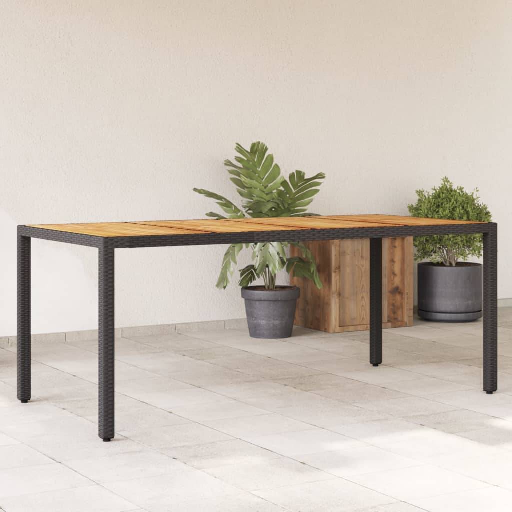 ComfortXL - Table de Jardin Design 190cm Noire, Plateau en Bois d'Acacia Massif et Résine Tressée – ComfortXL Outdoor Living - Image 1