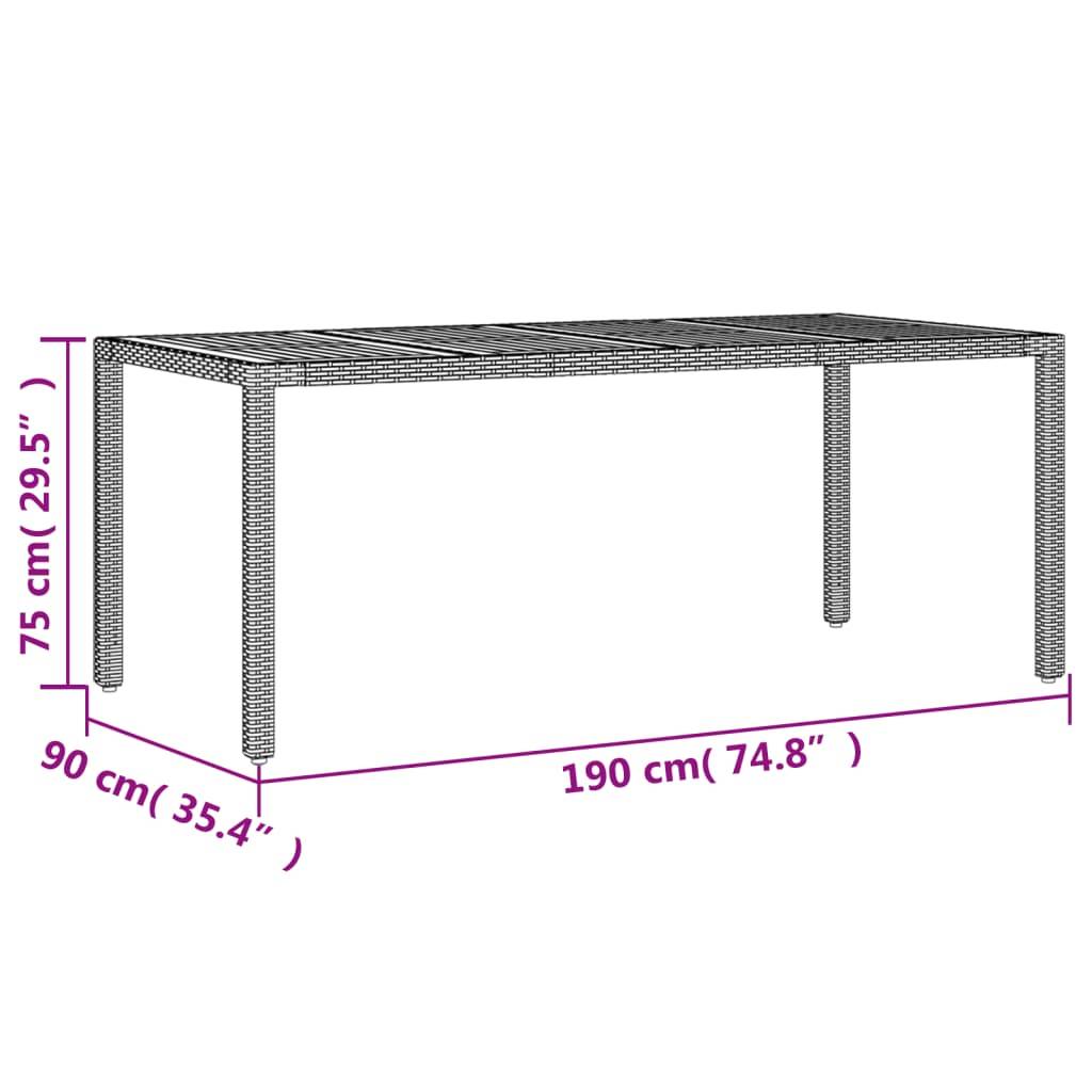 ComfortXL - Table de Jardin Design 190cm Noire, Plateau en Bois d'Acacia Massif et Résine Tressée – ComfortXL Outdoor Living - Image 7