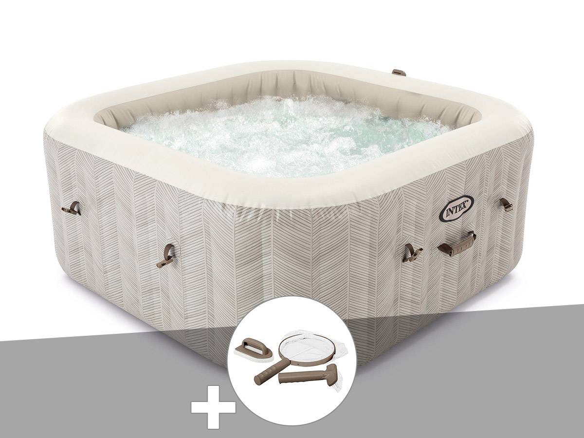 Kit spa gonflable Intex PureSpa Chevron carré Bulles 4 places + Kit d'entretien - Imagen 1