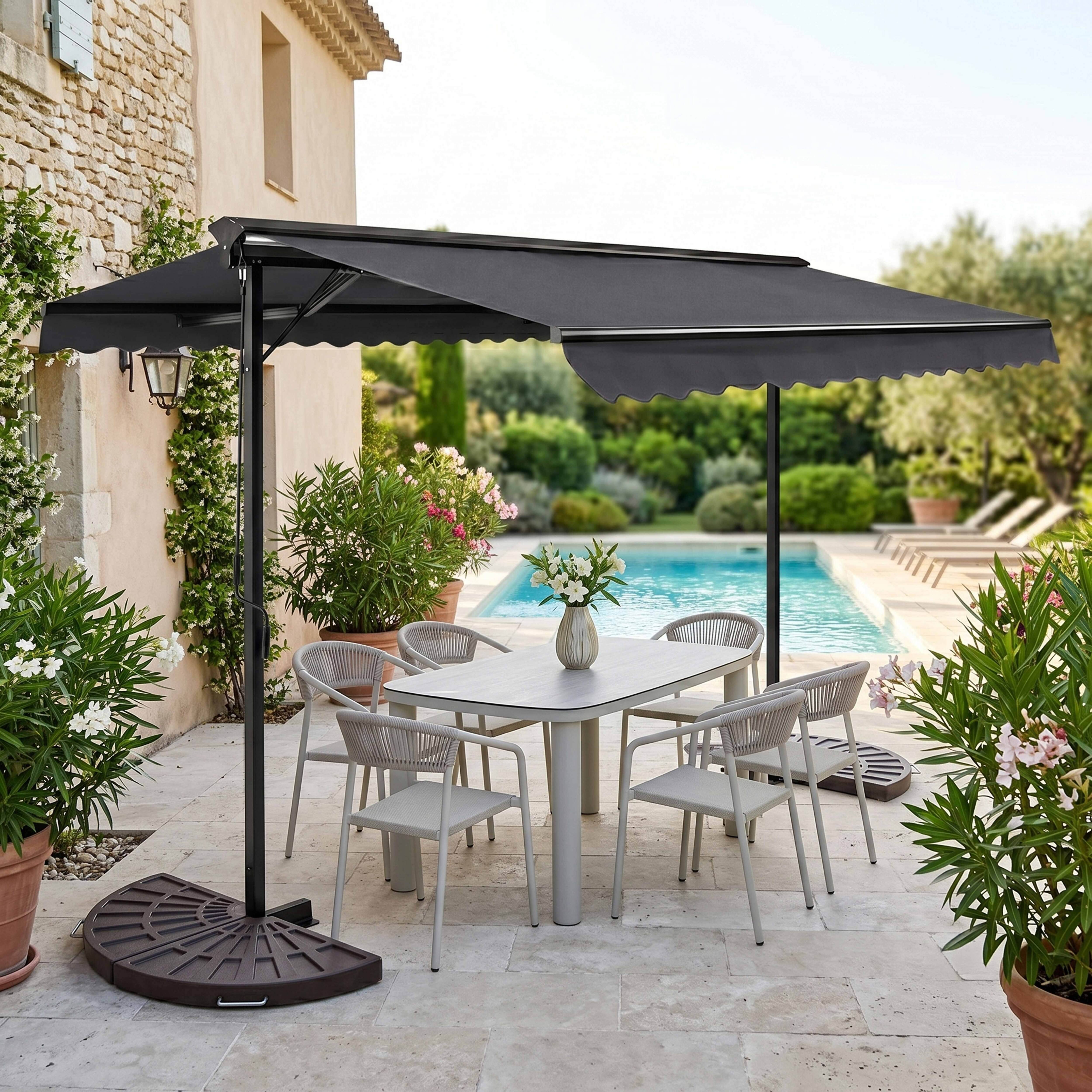 Oviala - Store double pente 3 x 4m et 4 dalles lestées anthracite Delgada - Oviala - Imagen 2