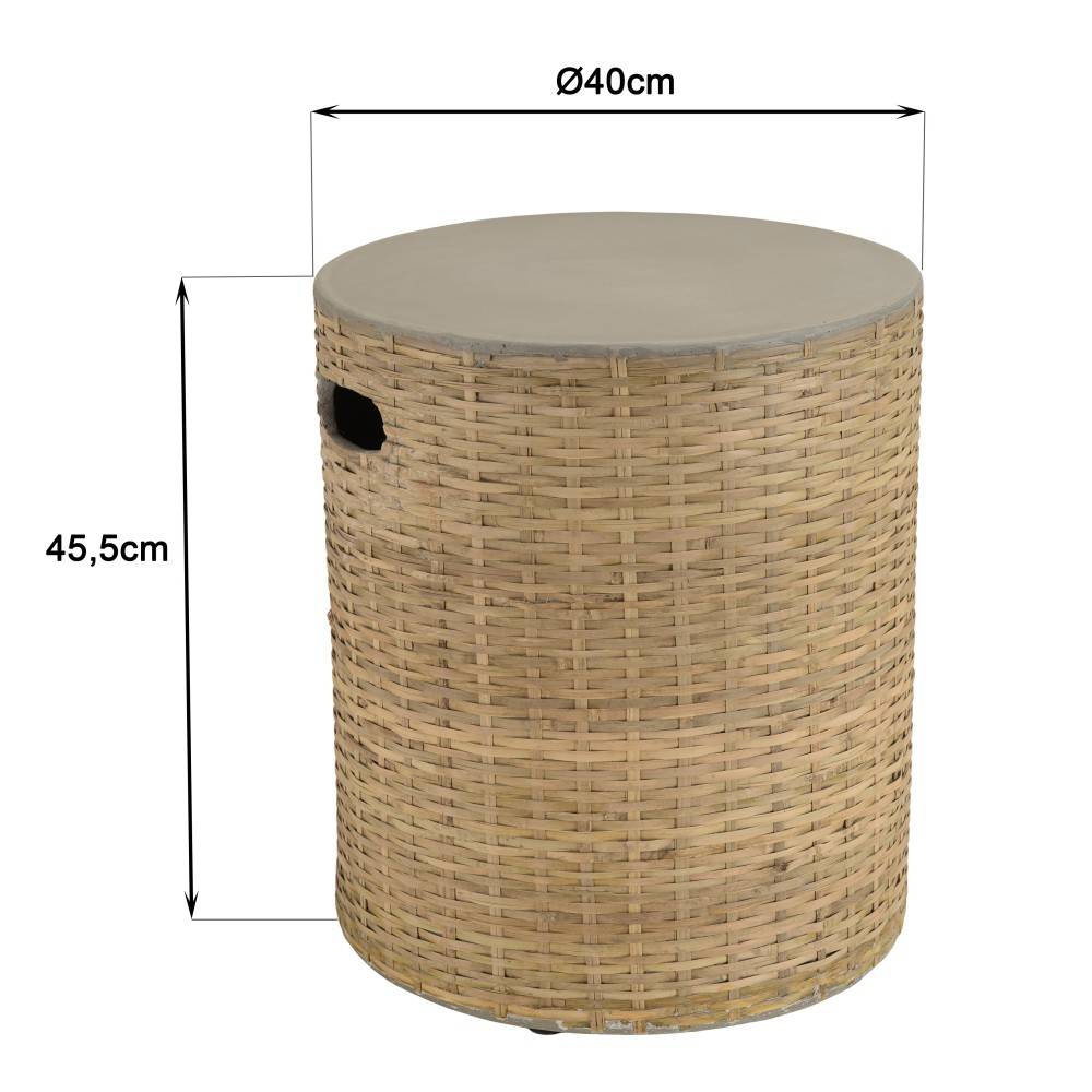 Macabane - HECTOR - Table d'appoint ronde plat. en béton socle en bambou - Imagen 6