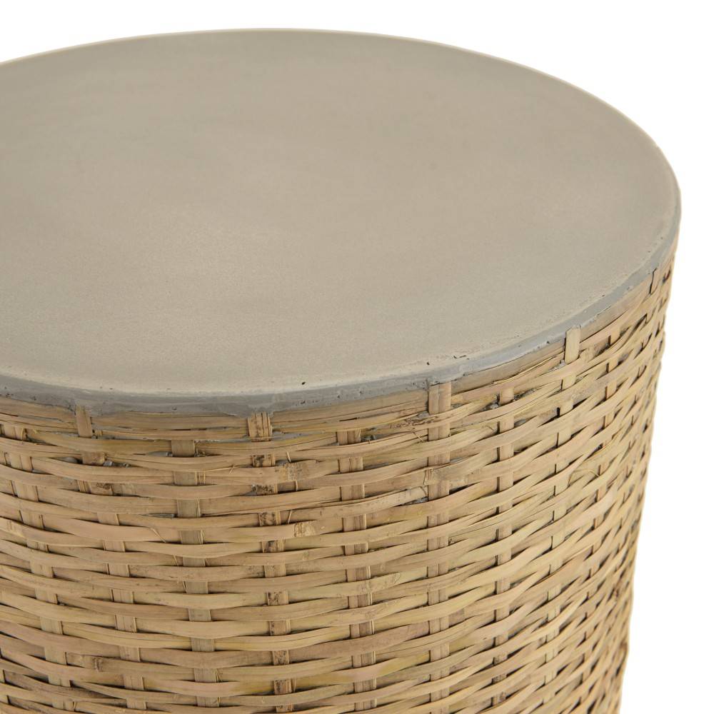 Macabane - HECTOR - Table d'appoint ronde plat. en béton socle en bambou - Imagen 5
