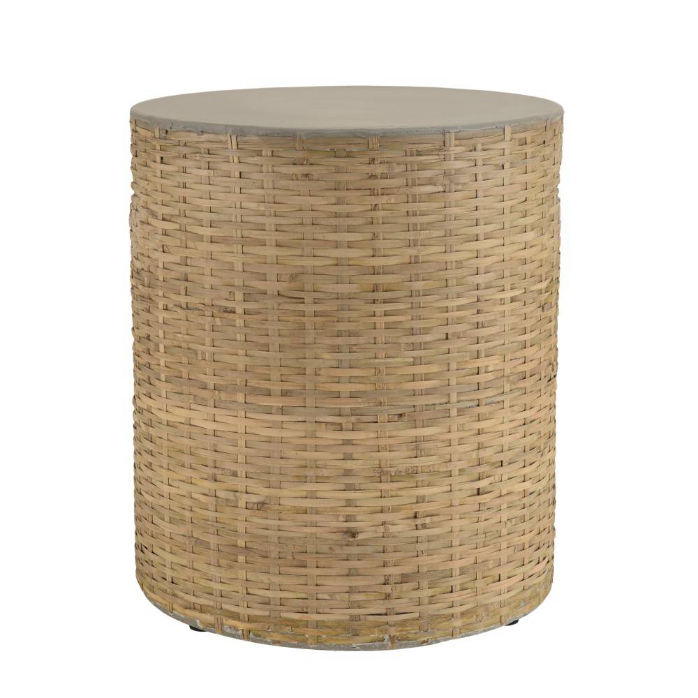 Macabane - HECTOR - Table d'appoint ronde plat. en béton socle en bambou - Imagen 4