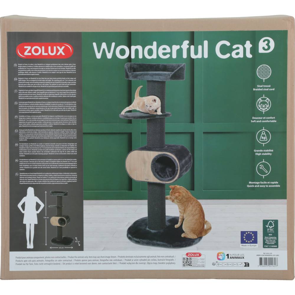 Zolux - Arbres à chats Wonderful3 hauteur 1.58 M pour les chats - Imagen 2