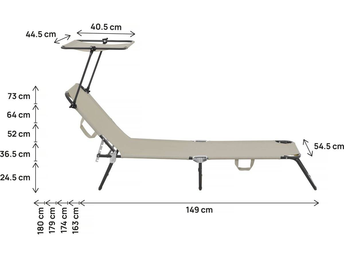 Lot De 2 Bains De Soleil Pliable "lazy" - Avec Pare Soleil - Taupe -habitat Et Jardin - Image 4