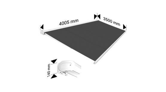 Ombrazur - Store banne Coffre intégral PROTECT 2 Blanc 4,05x3,50m Motorisé à télécommande - Toile Grise Anthracite OMBRAZUR - Imagen 4