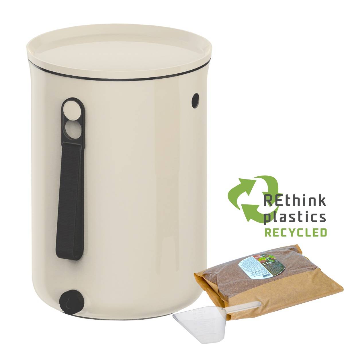 Composteur Bokashi en Plastique recyclé,beige, 9,6l+1 kg d'activateur - Imagen 1