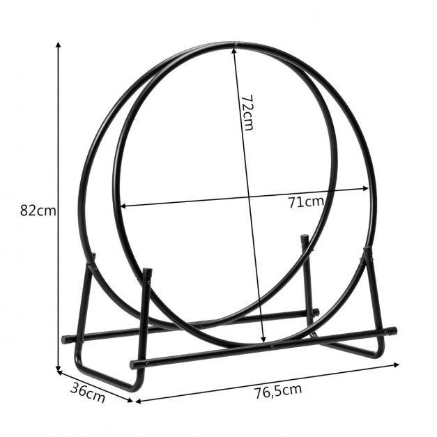 Helloshop26 - Porte-bûches rond pour bois de cheminée en acier 76,5 x 36 x 81,5cm structure en forme de a charge 50 kg intérieur/extérieur - Imagen 6
