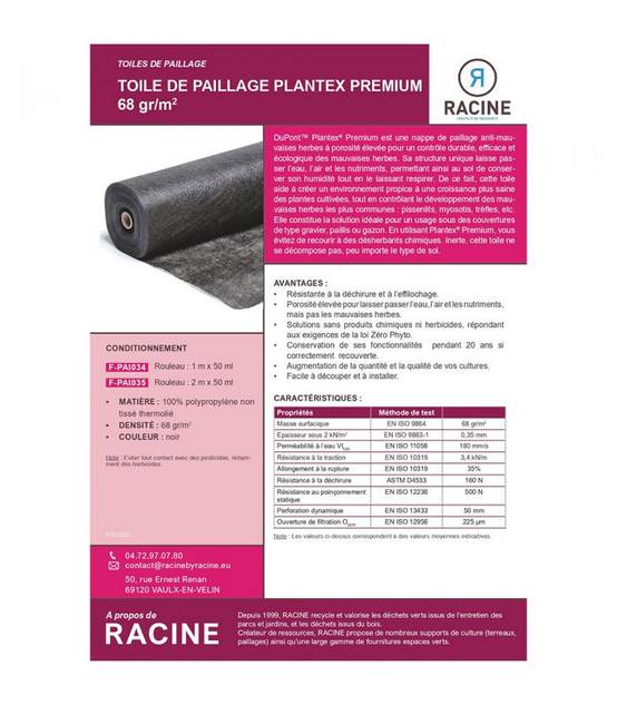 Toile polypropylène de stabilisation du sol 2x50ml RACINE F-PAI035 - Image 2