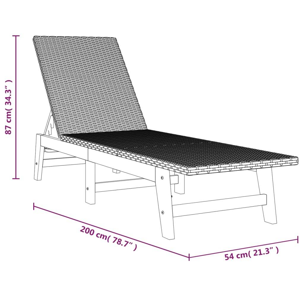 Transat de jardin bois acacia résine tressée terrasse bain de soleil noir - ComfortXL Outdoor Living - Image 10