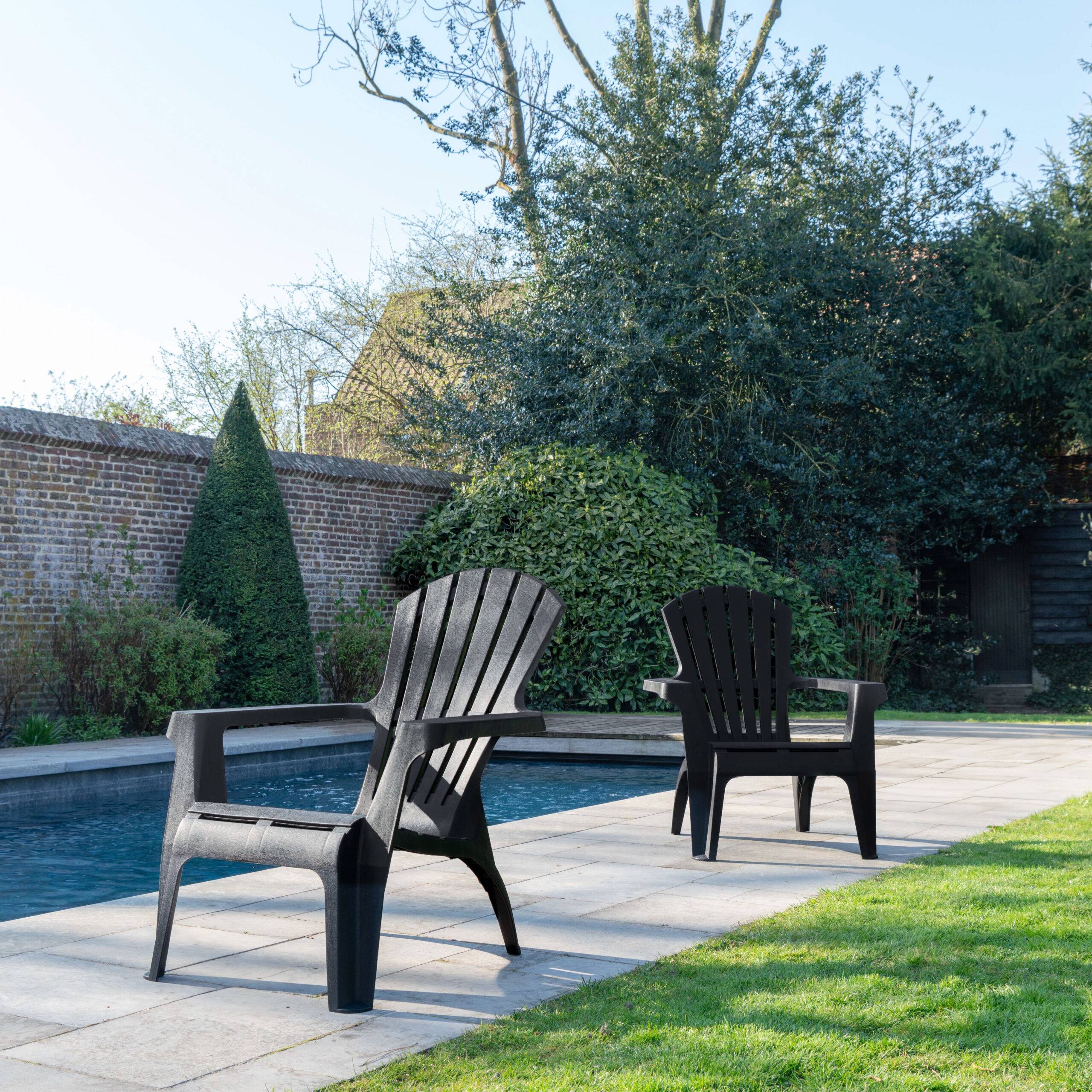 Wilsa Garden - Fauteuil Adirondack de Jardin en Résine Empilable Anthracite - Imagen 3