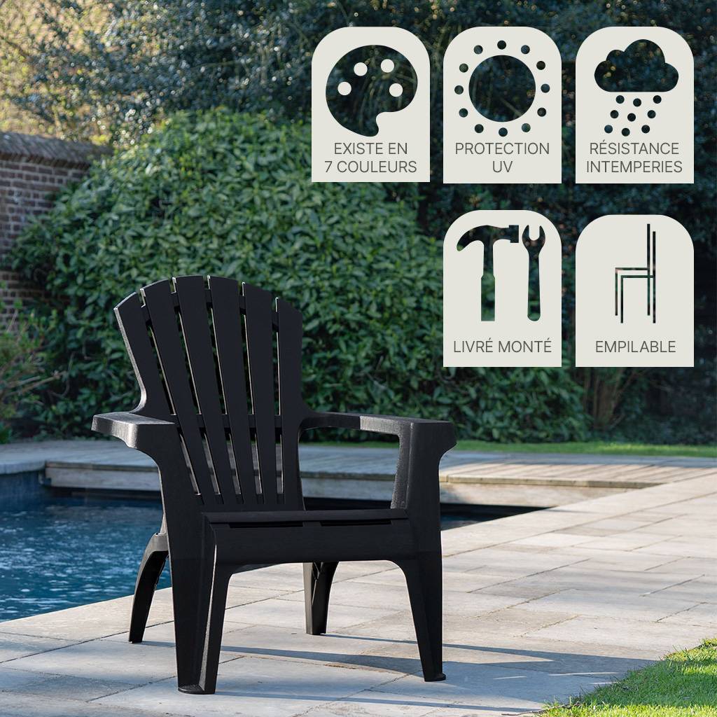 Wilsa Garden - Fauteuil Adirondack de Jardin en Résine Empilable Anthracite - Imagen 9