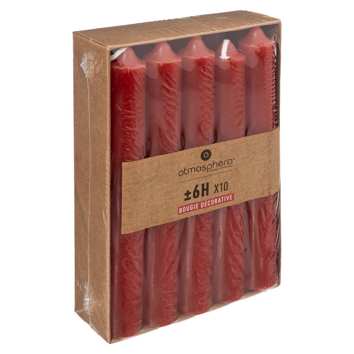 Atmosphera - Lot de 10 bougies bâtons rouge 45g - Atmosphera Créateur d'intérieur - Imagen 1
