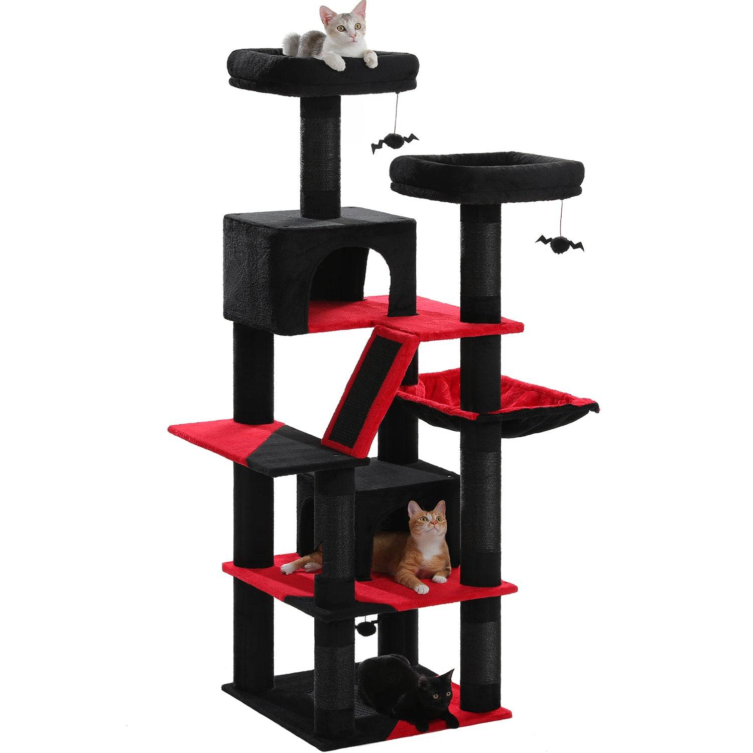 Grand Arbre à Chat Multi-Niveaux 180 cm Fleur Rose PAWZ Road - Image 7