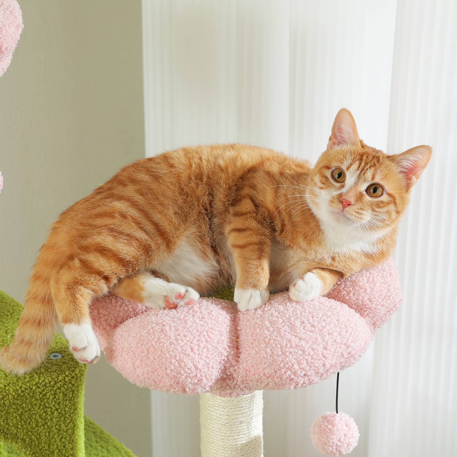 Grand Arbre à Chat Multi-Niveaux 180 cm Fleur Rose PAWZ Road - Image 4