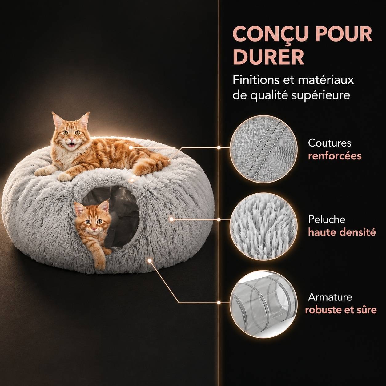Tunnel à Chat Pelucheux Doux Extensible Connectable Pour Activité Physique - Image 8