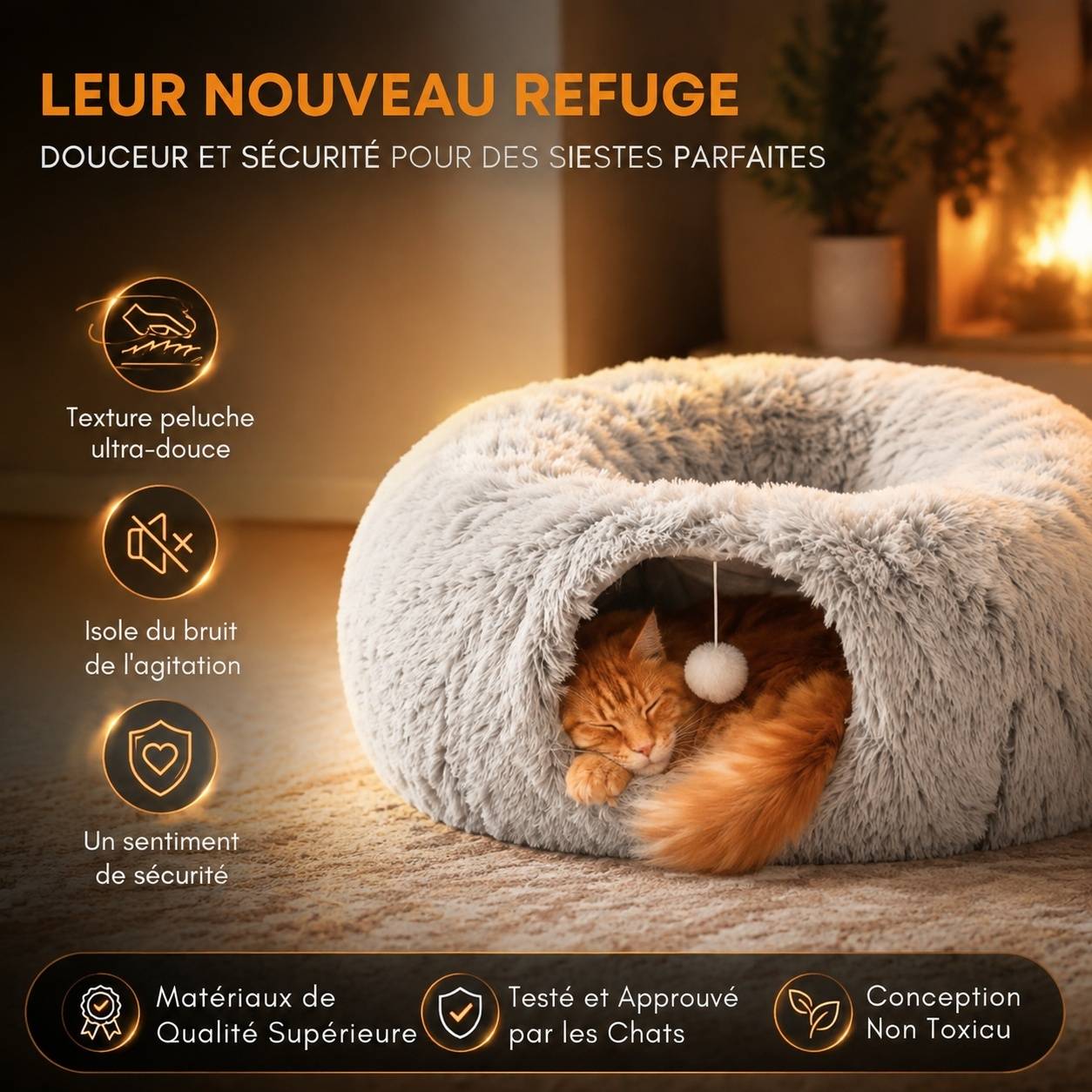 Tunnel à Chat Pelucheux Doux Extensible Connectable Pour Activité Physique - Image 2