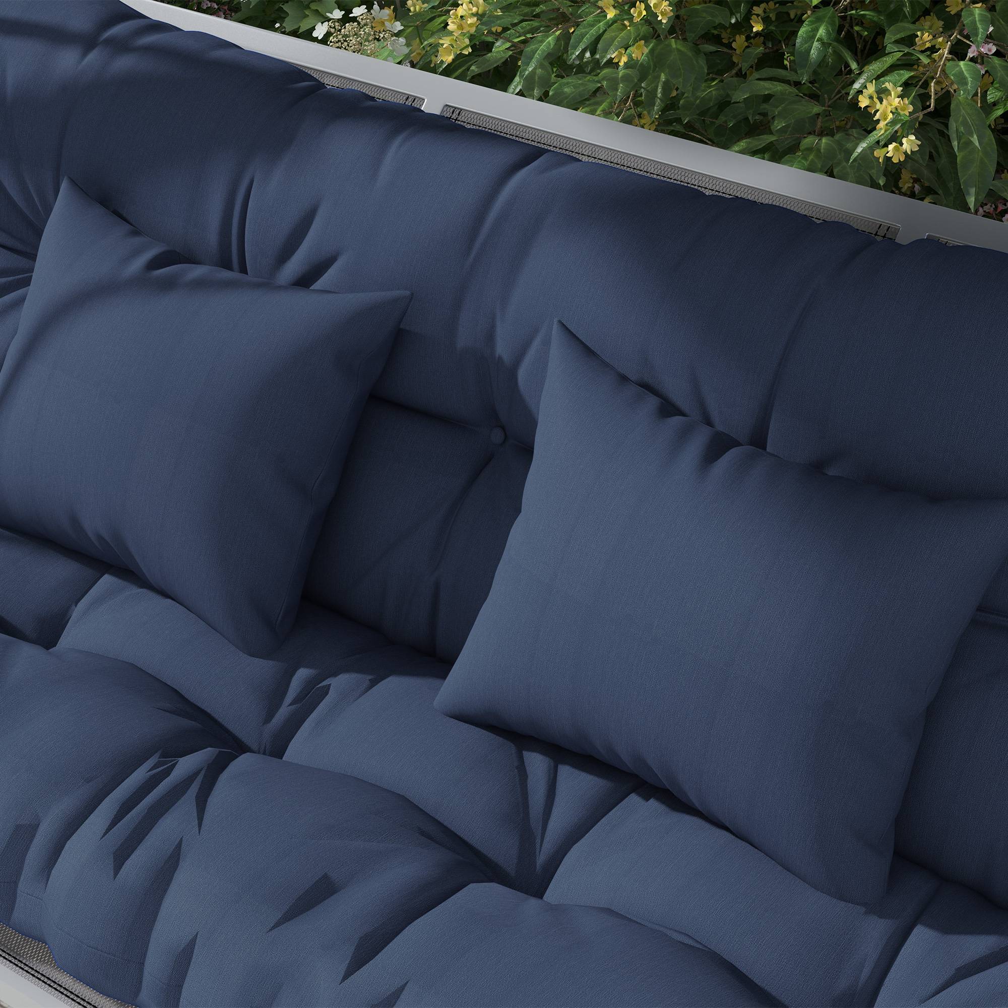 ComfortXL - Coussins banc de jardin polyester 150 x 50 cm bleu marine lot de 4 déperlants avec liens de fixation - Image 8