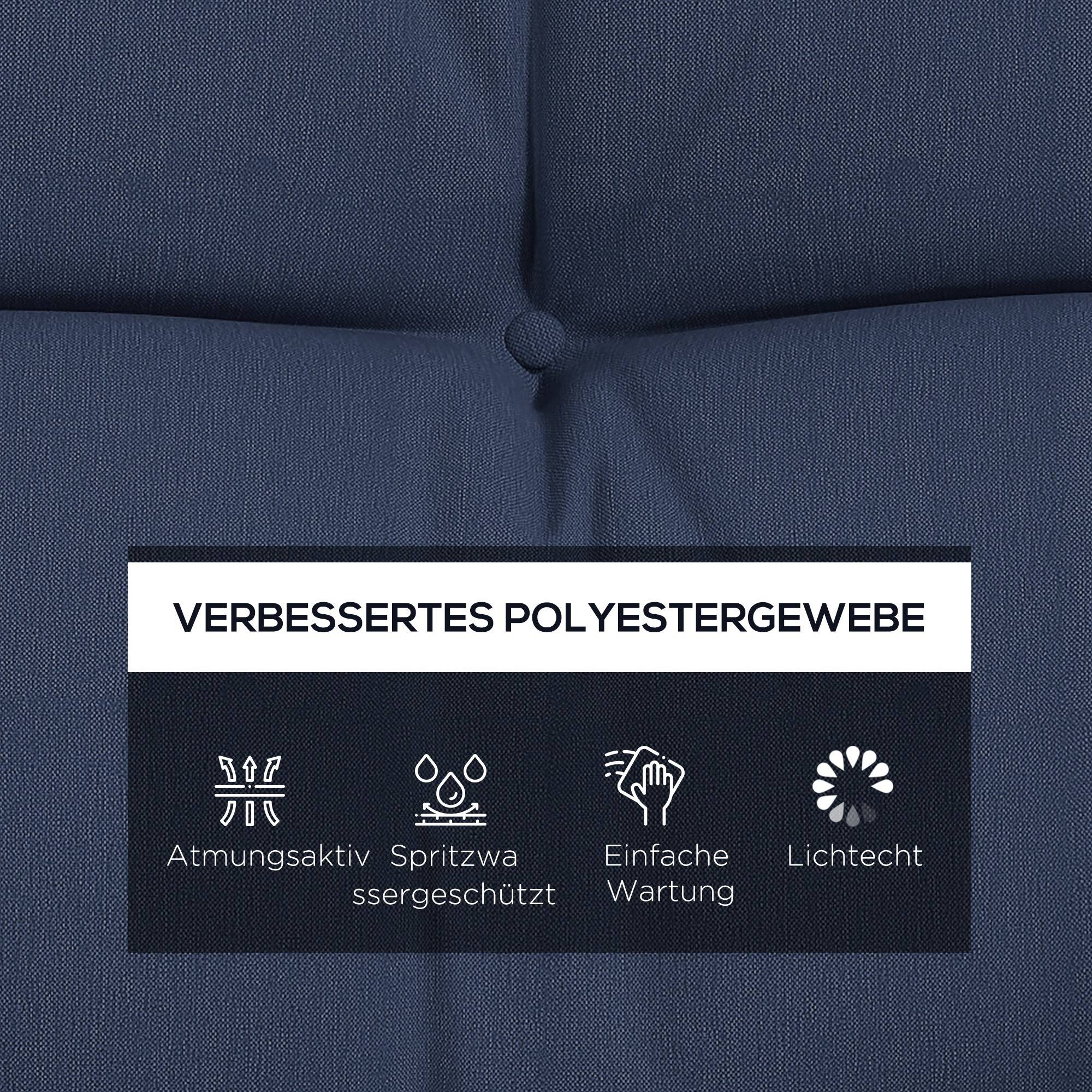 ComfortXL - Coussins banc de jardin polyester 150 x 50 cm bleu marine lot de 4 déperlants avec liens de fixation - Image 4