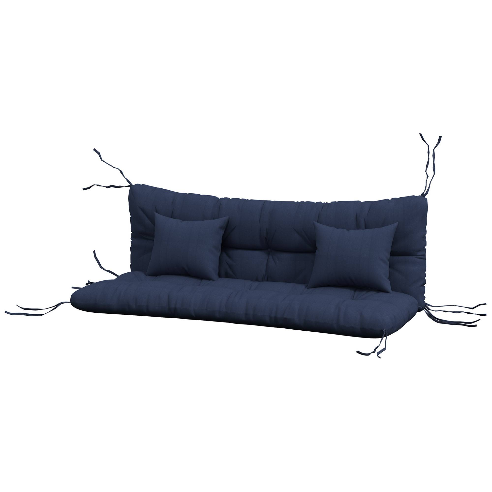 ComfortXL - Coussins banc de jardin polyester 150 x 50 cm bleu marine lot de 4 déperlants avec liens de fixation - Image 2