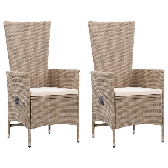 Salon de Jardin 2 Personnes Inclinable Bois et Résine Tressée Beige – ComfortXL Outdoor Living - Image 2