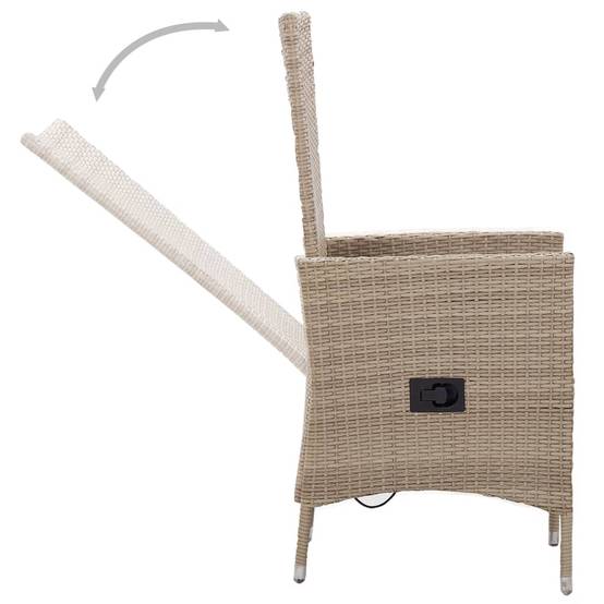 Salon de Jardin 2 Personnes Inclinable Bois et Résine Tressée Beige – ComfortXL Outdoor Living - Image 8