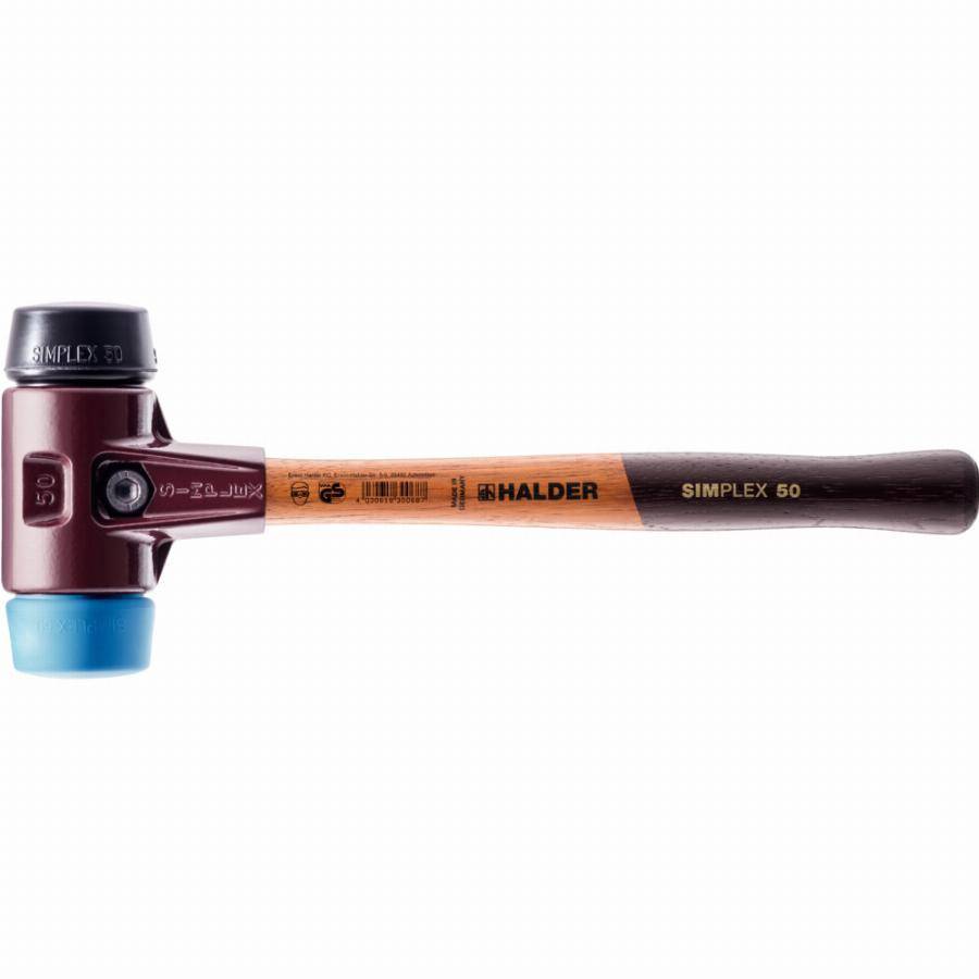 Maillet HALDER SIMPLEX TPE souple / caoutchouc chargé avec boîtier en fonte malléable et manche en bois - D=60 mm - 3012.060