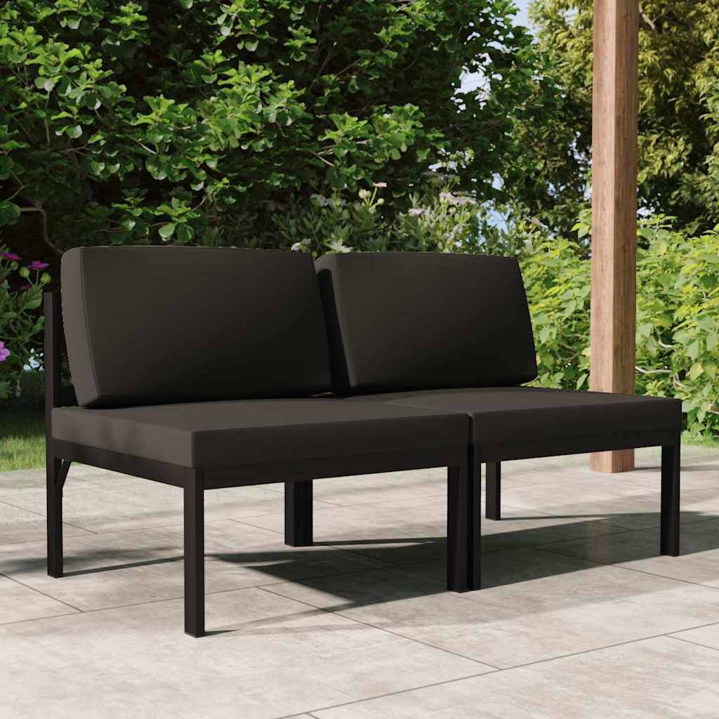 Vidaxl - Canapé de jardin 2 places avec coussins-Salon de jardin Aluminium Anthracite - Image 1