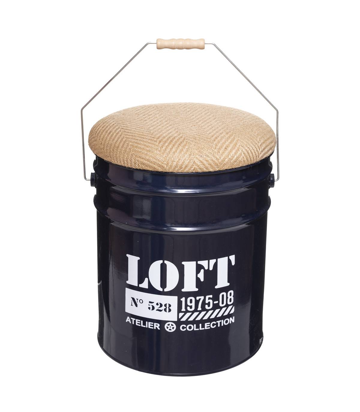 Lot de 2 Poufs Bidons & Coffres de rangement en Métal style industriel - Imagen 2