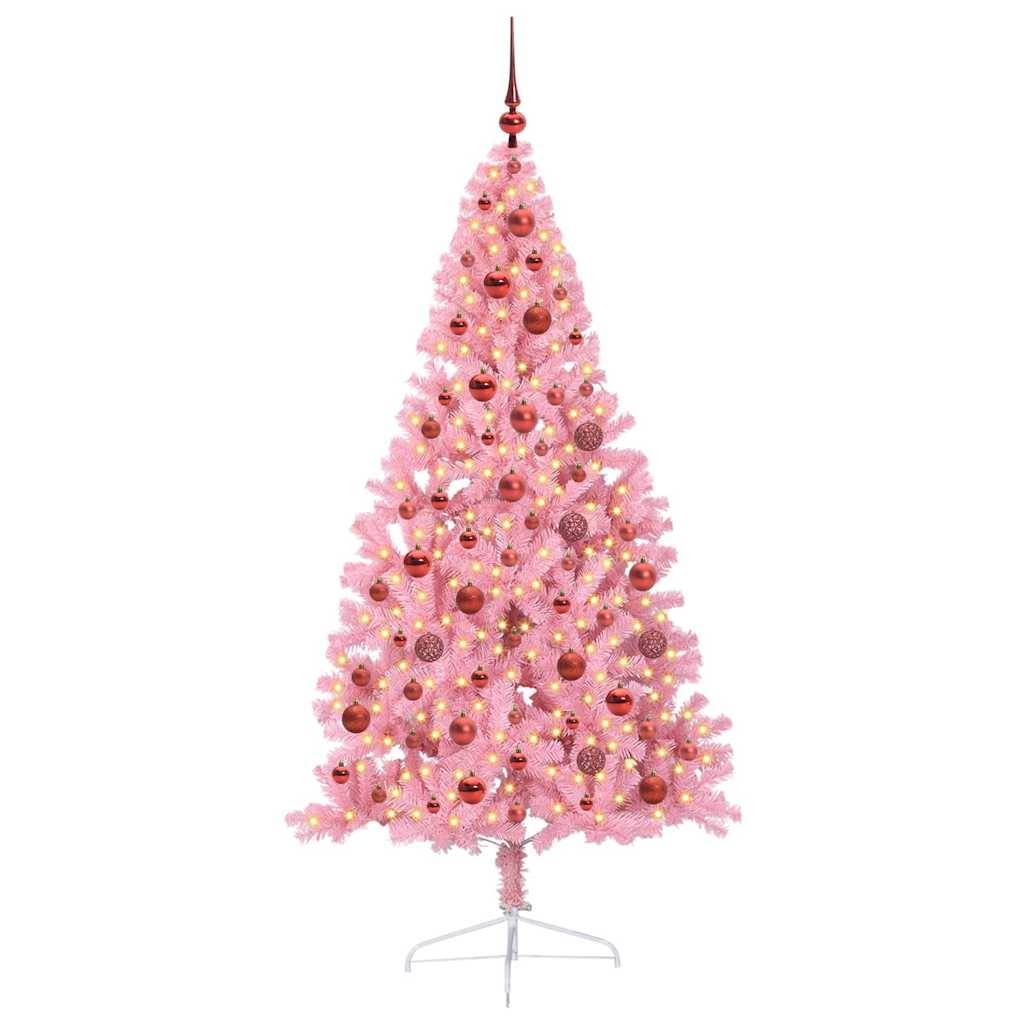 Vidaxl - Sapin de Noël artificiel pré-éclairé Rose 180 cm PVC vidaXL 3397076 - Image 4