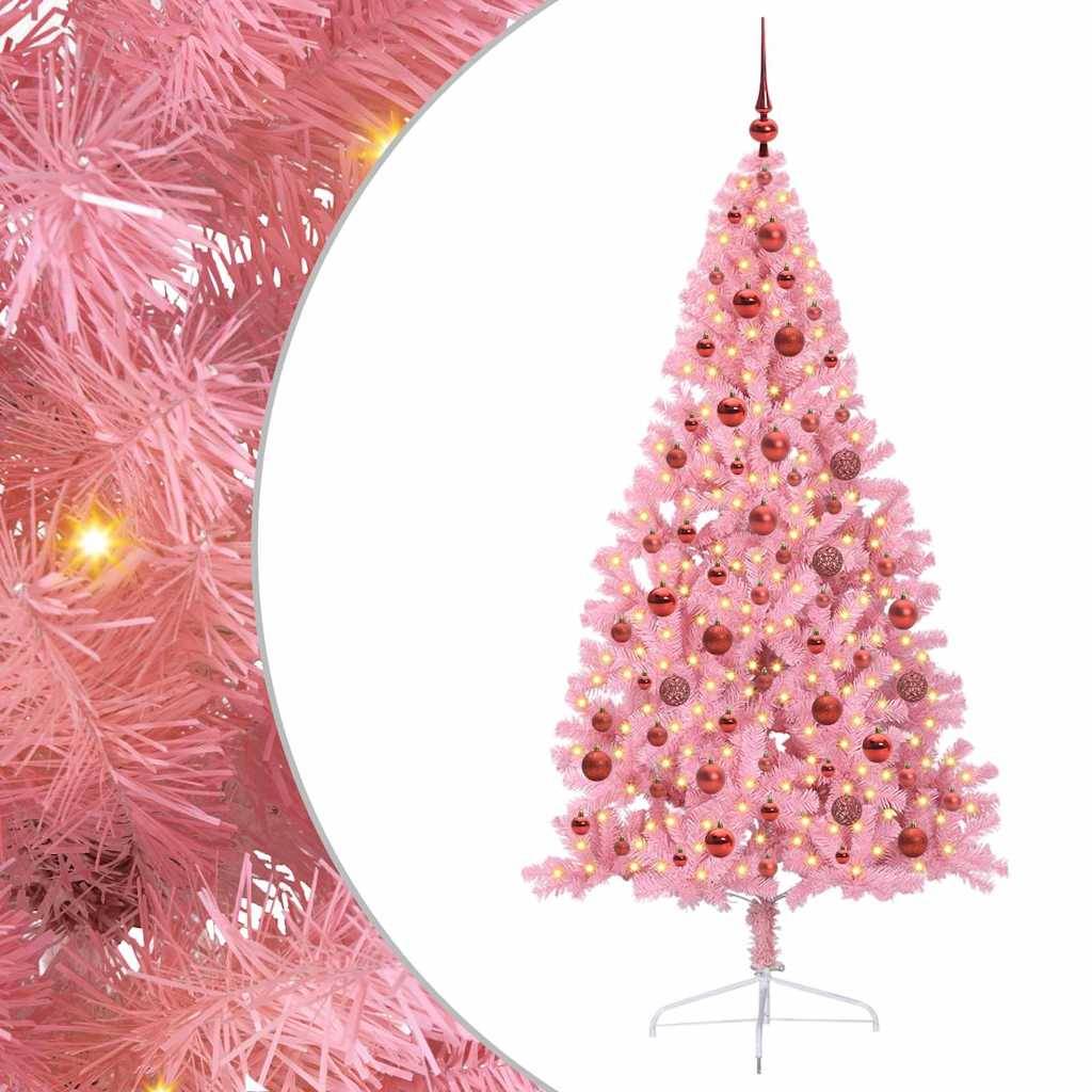 Vidaxl - Sapin de Noël artificiel pré-éclairé Rose 180 cm PVC vidaXL 3397076 - Image 2
