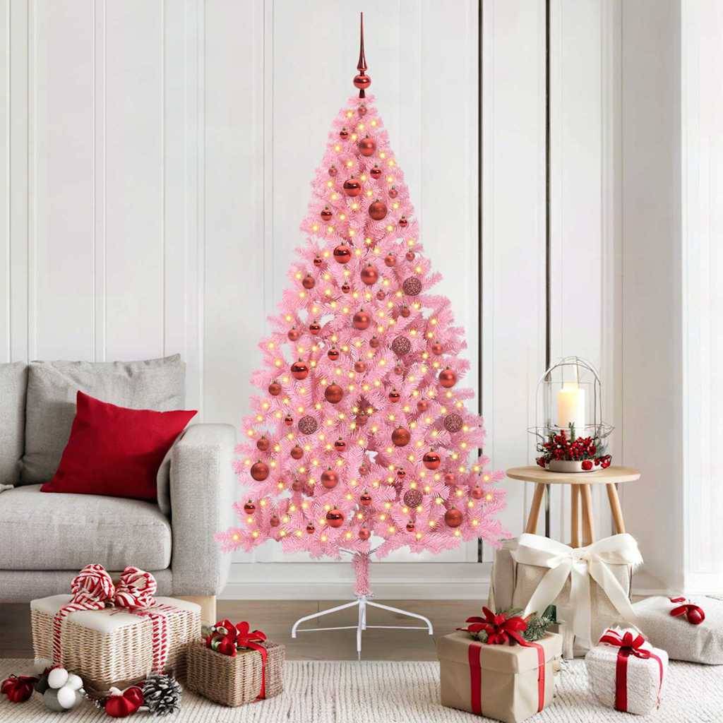Vidaxl - Sapin de Noël artificiel pré-éclairé Rose 180 cm PVC vidaXL 3397076 - Image 1