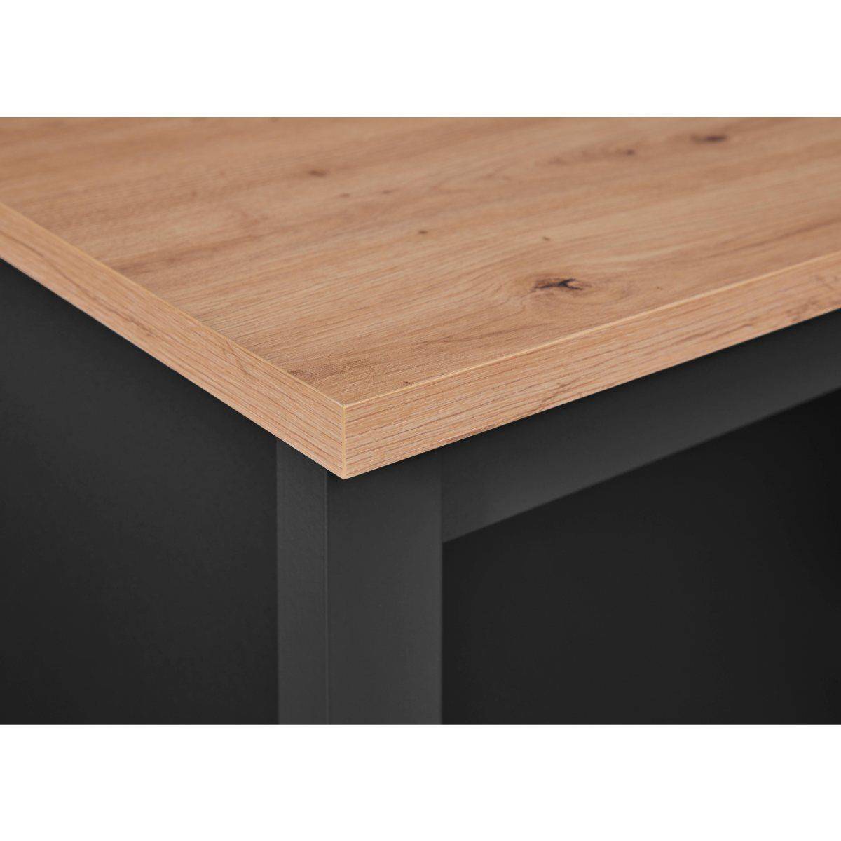 Ilot de Cuisine "Melina" 124cm Noir & Chêne - Image 3
