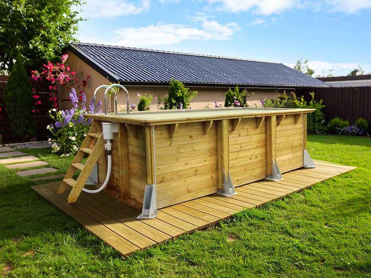 Ubbink - Piscine bois Linéa UrbanPool 4,50 x 2,50 x 1,40 m - Liner beige - Ubbink - Imagen 3