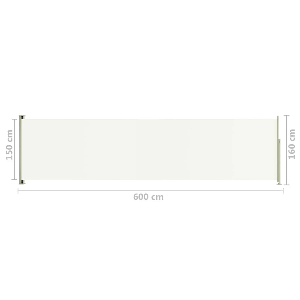 Helloshop26 - Auvent paravent store brise-vue latéral rétractable de patio jardin terrasse balcon protection visuelle écran 160 x 600 cm crème - Imagen 6