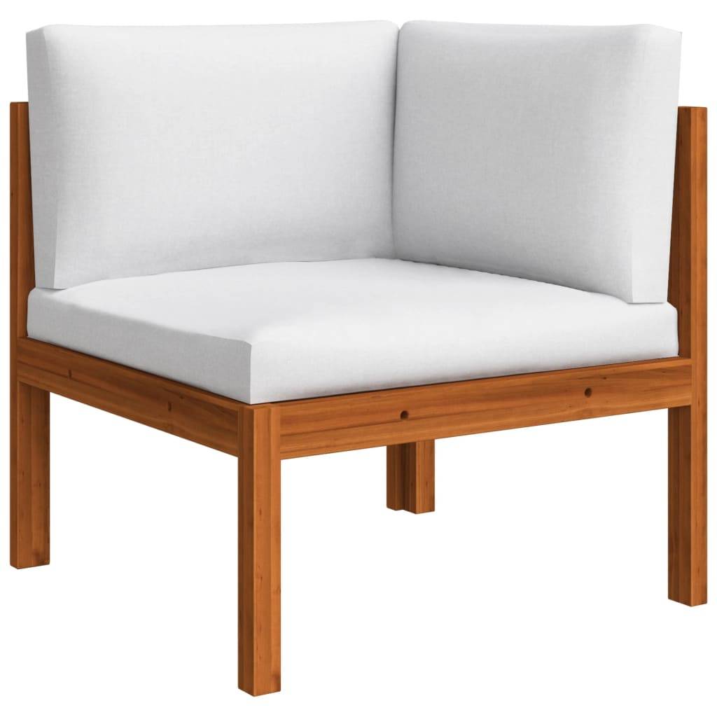 Helloshop26 - Salon de jardin meuble d'extérieur ensemble de mobilier 12 pièces avec coussins crème bois d'acacia solide - Imagen 3