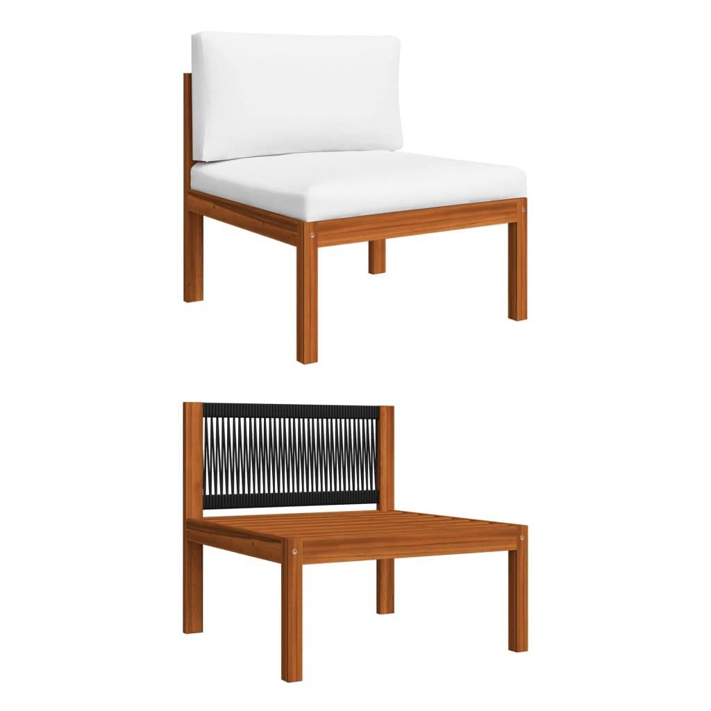 Helloshop26 - Salon de jardin meuble d'extérieur ensemble de mobilier 12 pièces avec coussins crème bois d'acacia solide - Imagen 5