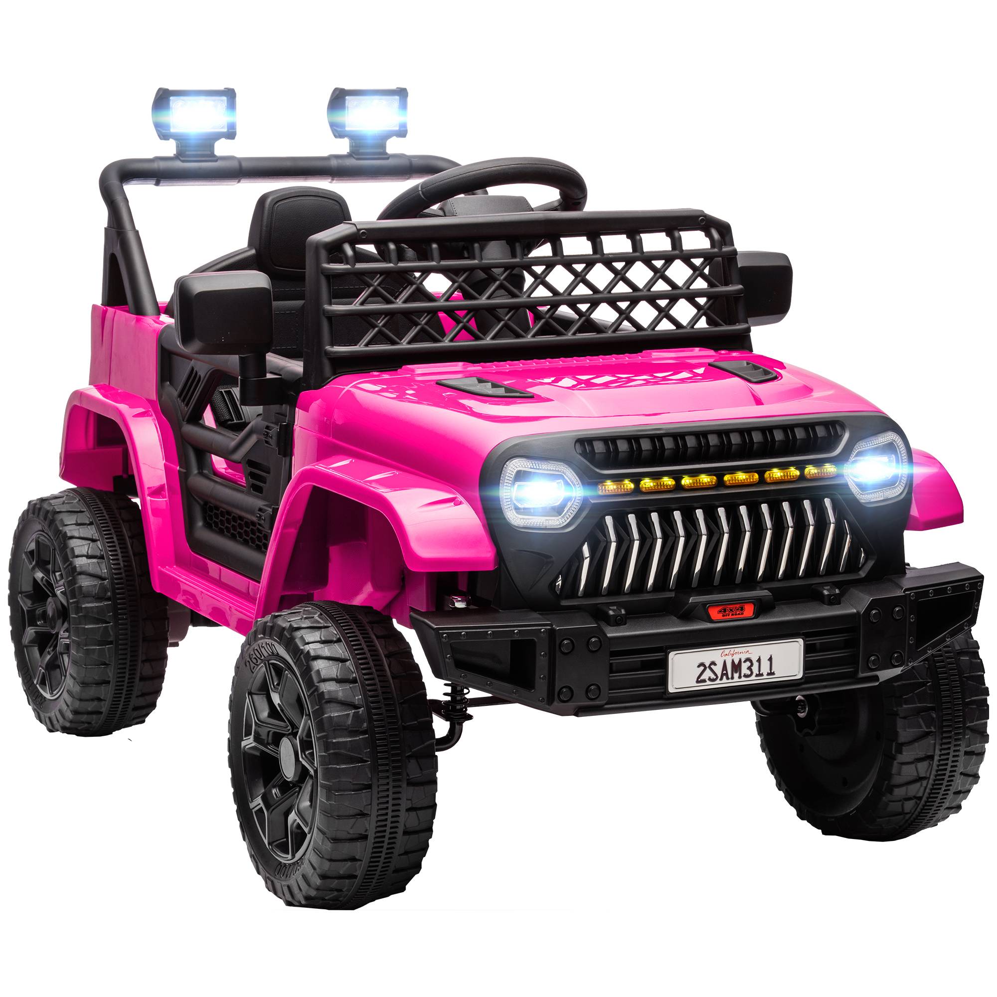 Sans Marque - Voiture électrique enfants 12V télécommande 2,4 GHz 2 moteurs klaxon lumières LED musique 3-8 ans rose - Image 1